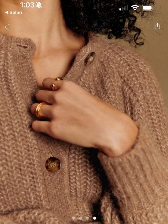 Sezane Emile Cardigan Chunky Knit Button-Front Sweater in Camel Size Medium - Picture 3 of 6